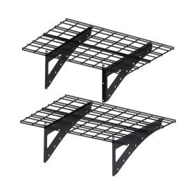 23.6*35.4 Inch Wall Mounted Wall Shelf for Garage Heavy Duty Wall Shelf, Supermarket Storage Shelf, Black, 2-Pack