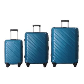 3-Piece Luggage Sets (20", 24", 28"), Suitcase with Wheels, Hardside Suitcase With Four Spinner Wheels and Scratch-Resistant Surface, Blue