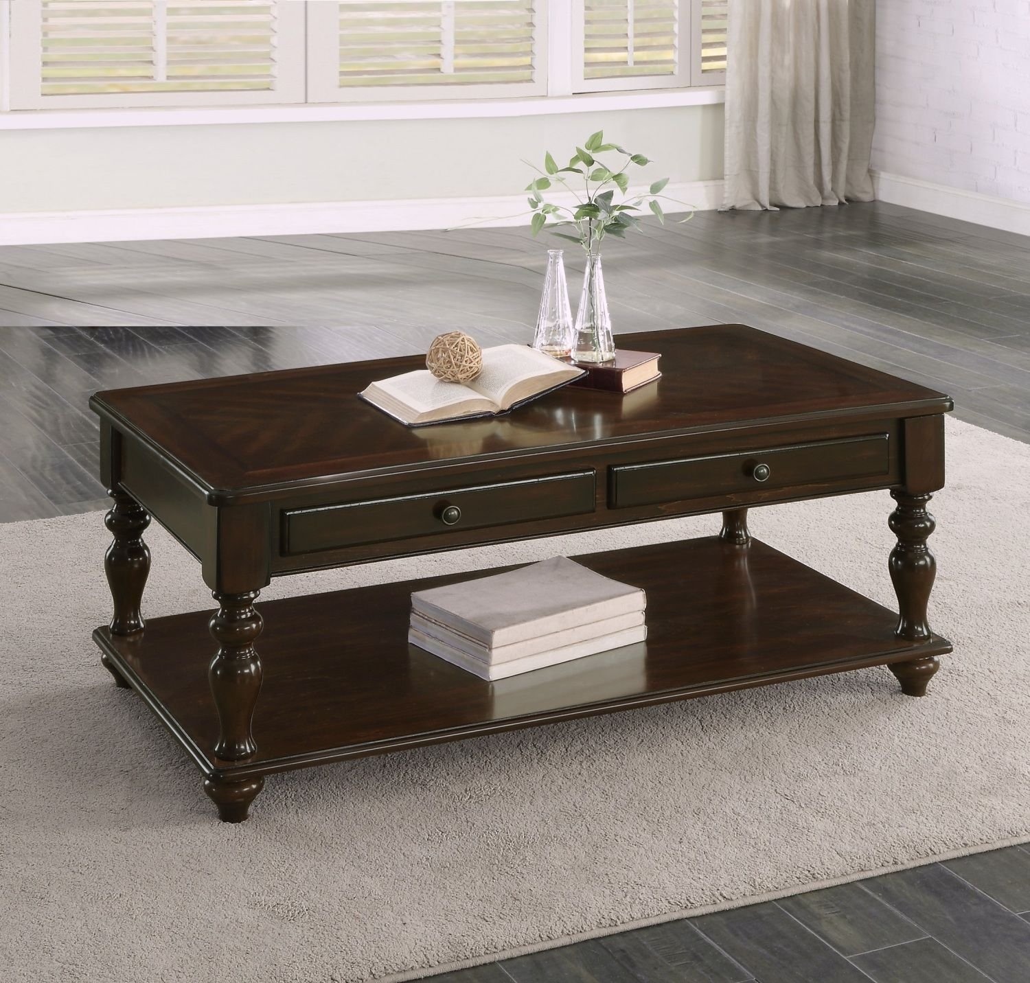 Modern Traditional Style Cocktail Table Lift Top Storage Shelf Espresso Finish Living Room Furniture 1pc