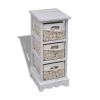Wooden Storage Rack 3 Weaving Baskets White