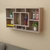 Floating Wall Display Shelf 8 Compartments Oak Color