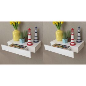 Floating Wall Shelves with Drawers 2 pcs White 18.9"