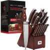 Master Maison 15-Piece Premium Kitchen Knife Set With Block | Master Maison German Stainless Steel Knives With Knife Sharpener & 6 Steak Knives