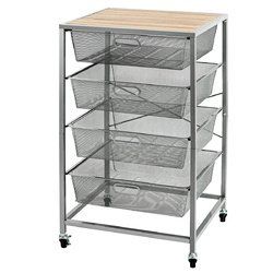 4 Drawer Mesh Shelves Basket Utility Heavy Duty Storage Organizer
