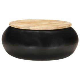 Coffee Table Black 26.8"x26.8"x11.8" Solid Mango Wood