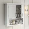 2-Door Bathroom Storage Wall Cabinet with 1 Open Shelf and 2 Interior Shelves, White