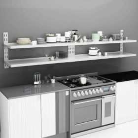 2-Tier Floating Wall Shelves 2 pcs Stainless Steel 118.1"x11.8"