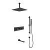 Rainfall Showerhead Thermostatic Shower System Shower Faucets Complete Set (Black)