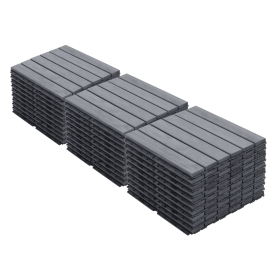 30 PCS Interlocking Deck Tiles Striped Pattern, 12" x 12" Square Light Gray Acacia Hardwood Outdoor Flooring for Patio, Bancony, Pool Side,...
