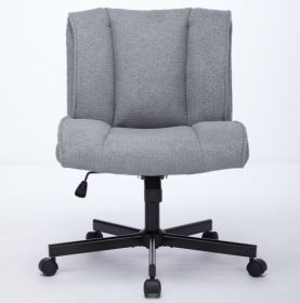 Armless Desk Chairs with Wheels Office Chair Vanity Chair with Technical Cloth Adjustable Swivel Computer Task Chairs for Home Base, Bedroom,Pink Gray