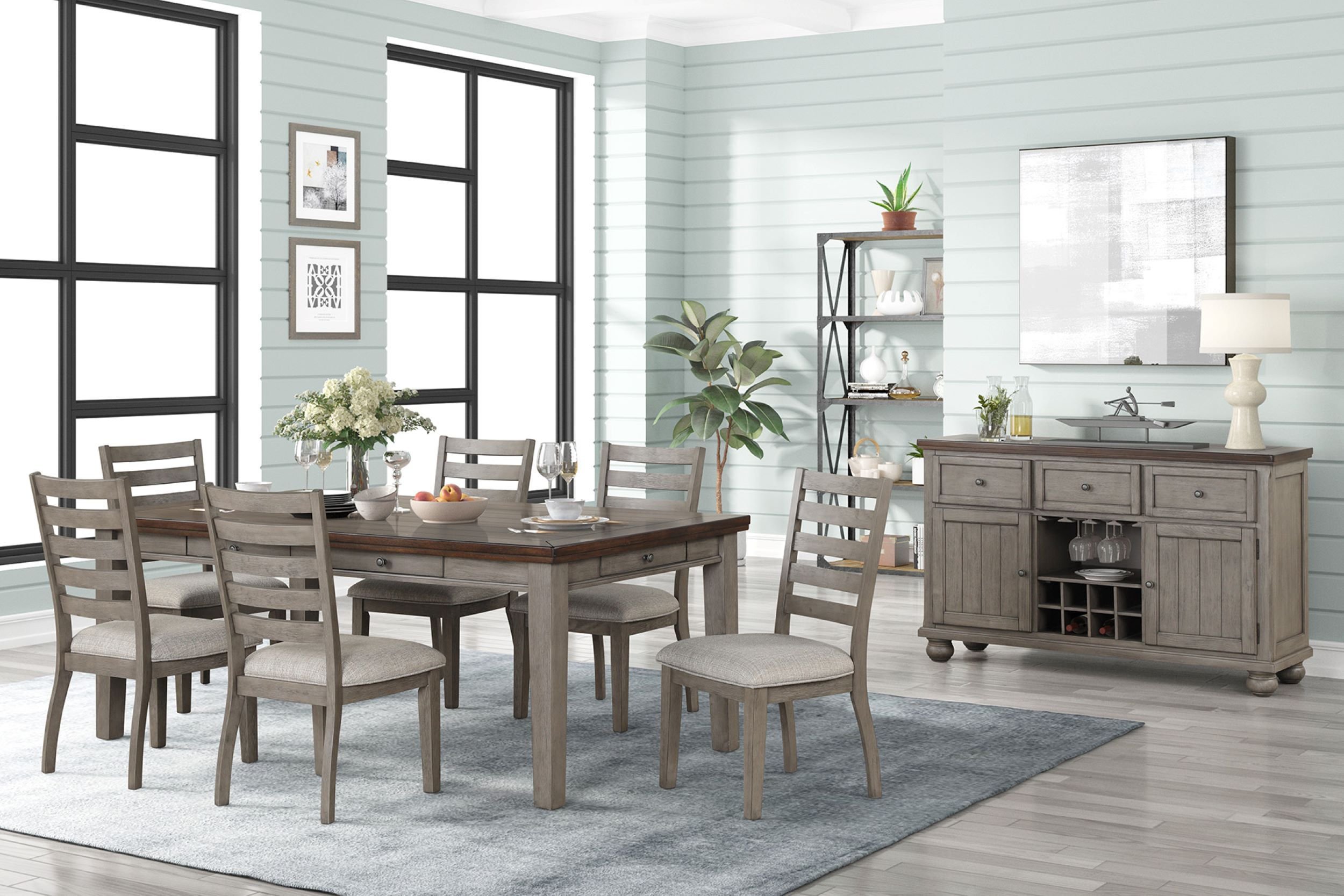 Casual Two Tone 6 Drawer Dining Table