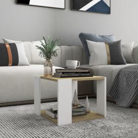 Coffee Table Sonoma Oak and White 16"x16"x12" Engineered Wood