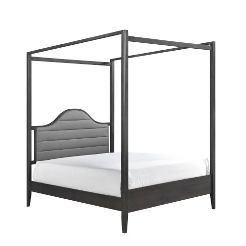 Upholstery Headboard Canopy Full Bed 1pc Wooden Bedroom Furniture