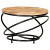 Coffee Table Black 23.6"x23.6"x15.7" Solid Rough Mango Wood