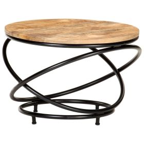 Coffee Table Black 23.6"x23.6"x15.7" Solid Rough Mango Wood