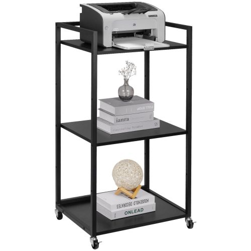 VEVOR Printer Stand with Wheels, Height Adjustable 3 Tier Printer Stand, Printer Cart with Storage Shelves for Printer, Scanner, Fax, Home Office Use
