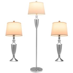 3 Piece Lamp with Set Modern Floor Lamp and 2 Table Lamps