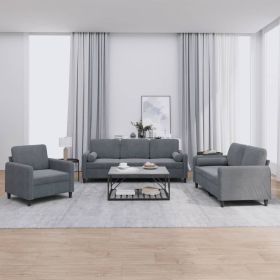3 Piece Sofa Set with Pillows Dark Gray Velvet