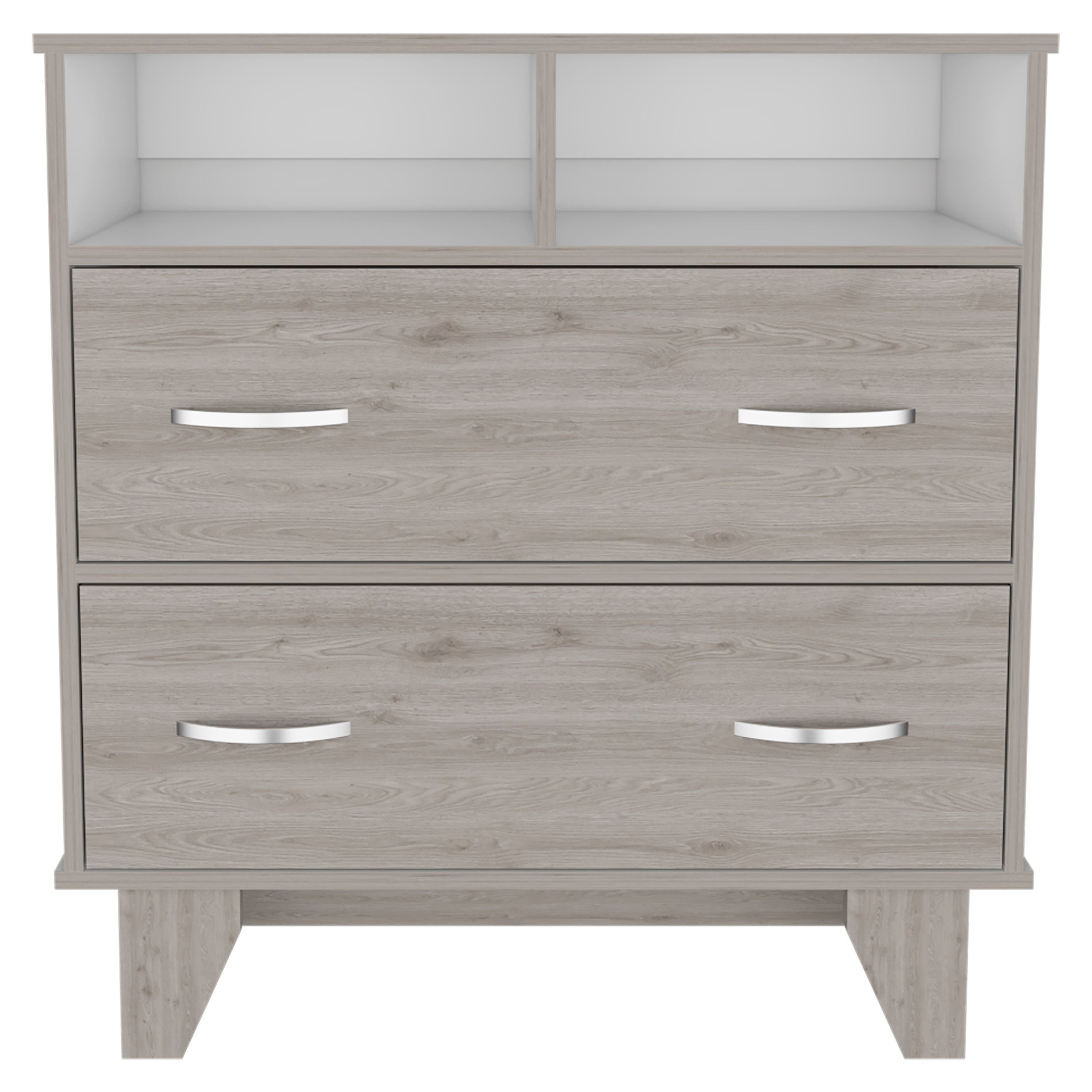 Double Drawer Dresser Arabi, Bedroom, Light Gray / White