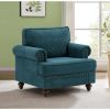 Modern Sofa Chair for Living Room,38"Green Chenille Sofa Couch, Sectional Love Seat Sofa Couch with Brown Legs, Upholstered Sofa for Apartment Bedroom