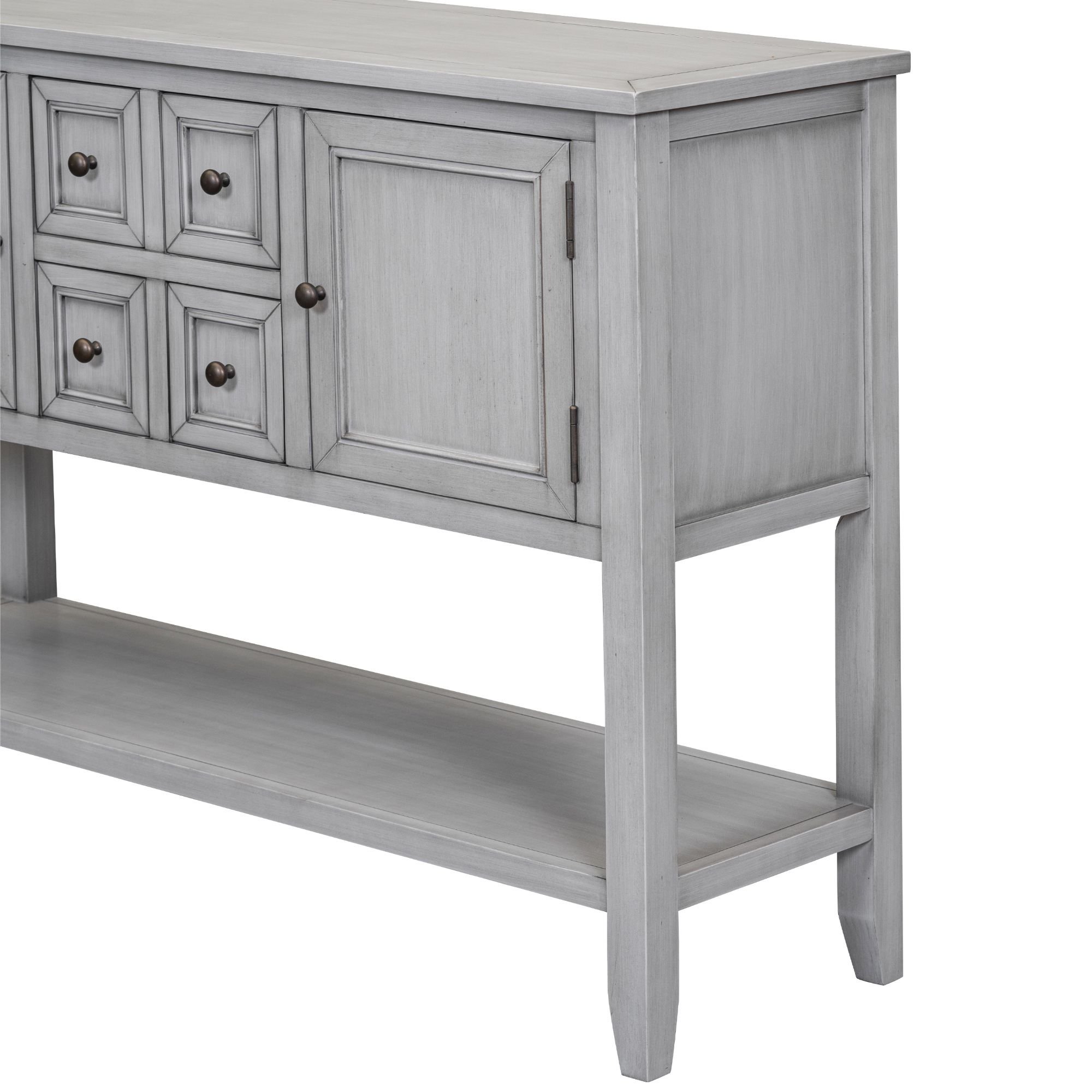 TREXM Cambridge Series Ample Storage Vintage Console Table with Four Small Drawers and Bottom Shelf for Living Rooms
