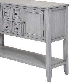 TREXM Cambridge Series Ample Storage Vintage Console Table with Four Small Drawers and Bottom Shelf for Living Rooms