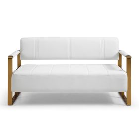 57.9" Width Modern Upholstery Faux Bonded Leather Loveseat Sofa for Living Room Accent Love Seats for Small Spaces 2 Seater Couch Sofa Office Apartmen