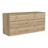 Asteria 6 Drawer Double Dresser, Metal Handles -Light Oak / White