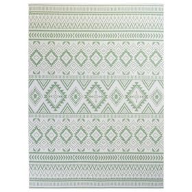 Xyla 8 x 10 Soft Area Rug, Geometric Design, Tribal, Large, Cream, Green
