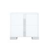 4-Pieces Bedroom Sets Queen Size Upholstered Bed with LED Lights, Mirrored Nightstands and Dresser with Metal Handles and Legs,White