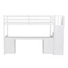 Twin Size Loft Bed Frame with Built-in Desk and Double Storage Drawers,White