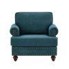Modern Sofa Chair for Living Room,38"Green Chenille Sofa Couch, Sectional Love Seat Sofa Couch with Brown Legs, Upholstered Sofa for Apartment Bedroom