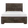 Rustic Brown Finish Queen Bed Clipped Corners Transitional Style Wooden Bedroom Furniture 1pc Panel Bed
