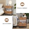 Nightstands Set of 2 with Charging Station, End Table with Storage Drawer, Retro Bedside Tables w/USB Ports and Outlets, Sofa Side Table for Small Spa