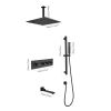 Rainfall Showerhead Thermostatic Shower System Shower Faucets Complete Set (Black)