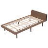 Modern Design Twin Size Platform Bed Frame with Built-in USB port for Walnut Color
