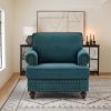 Modern Sofa Chair for Living Room,38"Green Chenille Sofa Couch, Sectional Love Seat Sofa Couch with Brown Legs, Upholstered Sofa for Apartment Bedroom