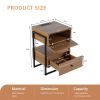 Nightstands Set of 2 with Charging Station, End Table with Storage Drawer, Retro Bedside Tables w/USB Ports and Outlets, Sofa Side Table for Small Spa