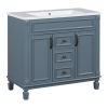 36'' Bathroom Vanity with Top Sink, Modern Bathroom Storage Cabinet with 2 Soft Closing Doors and 2 Drawers, Single Sink Bathroom Vanity