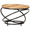 Coffee Table Black 23.6"x23.6"x15.7" Solid Rough Mango Wood