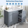 36 Inch Modern Bathroom Vanity with USB Charging, Two Doors and Three Drawers Bathroom Storage Vanity Cabinet with single top, Small Bathroom Vanity c