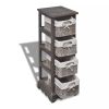 Brown Wooden Storage Rack 4 Weaving Baskets