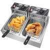 Stainless Steel Double Cylinder Electric Fryer US Plug