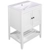 [VIDEO] 24" White Modern Sleek Bathroom Vanity Elegant Ceramic Sink with Solid Wood Frame Open Style Shelf (OLD SKU: JL000001AAK)