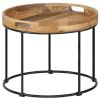 Coffee Table Solid Mange Wood and Steel 19.7"x15.7"