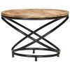 Coffee Table Black 23.6"x23.6"x15.7" Solid Rough Mango Wood