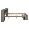 Queen Size Wood Platform Bed with Muti-storage Headboard and a Drawer, Gray