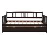 Twin Size Daybed Wood Bed with Twin Size Trundle,Espresso