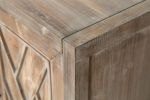 4 Door Wooden Twill Sideboard American Country Vintage Old Living Room Dining Room Hallway Entryway Cabinet (Brown)