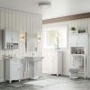 2-Door Bathroom Storage Wall Cabinet with 1 Open Shelf and 2 Interior Shelves, White
